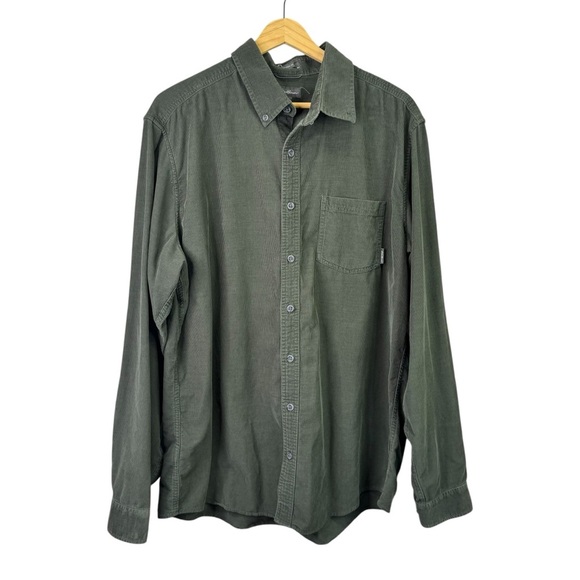 Eddie Bauer Green Corduroy Button Down Shirt Size XLarge Tall 100% Cotton - Picture 1 of 9